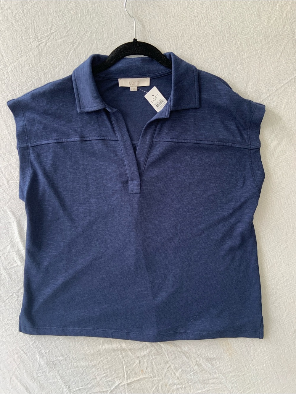 LOFT Navy Short-Sleeve Polo-style Top